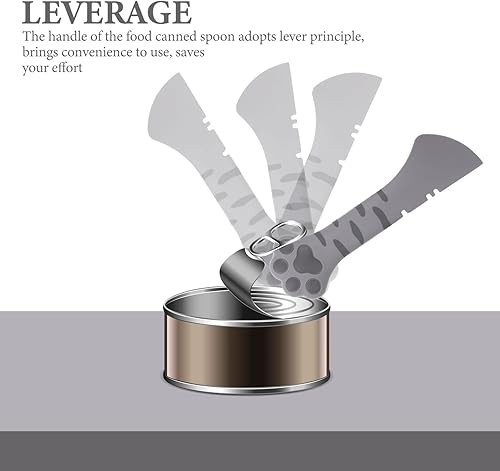 Miniatura 7 de Abrelatas para gatos, 4 piezas, accesorio de pata gris, cuchara corta de dibujos animados y hogar adorables gatos espátula alimentador de perros en