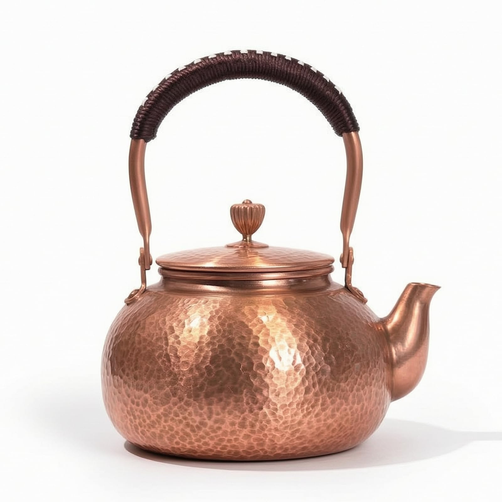 Tetera con Asa Resistente Tetera Cobre Sencillo Hervidor para Aficionados l Té Té, 1200ml, Tetera De Tambor [Estilo Envejecido]