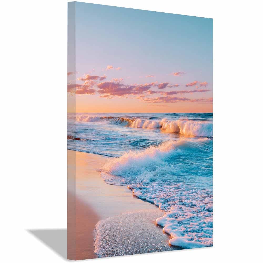 HOQIU Landscape wall art Pastel Beaches es Sunrises canvas art, art print, house decor, bedroom wall decor above bed, prints for living room.(Multicolor)-70x100cm Framed