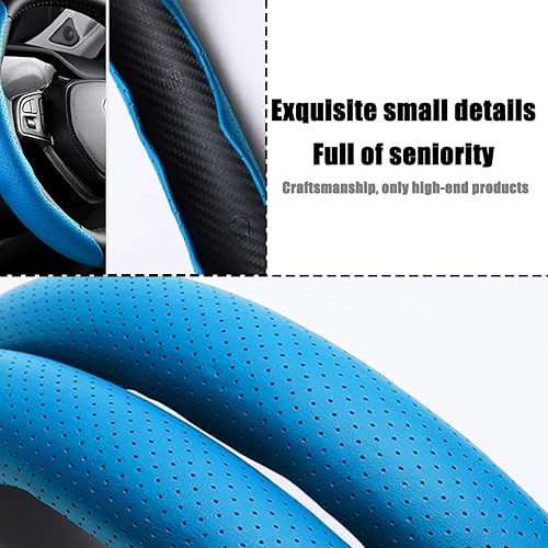 Miniatura 4 de LoyaForba Funda universal para volante de automóvil, protector universal de cuero segmentado de 15 pulgadas, antideslizante y suave, transpirable,