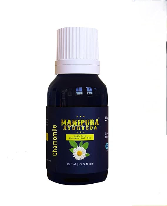 Pure Organic Natural Undiluted Therapeutic Grade Essential Oil with Glass Dropper for Skin & Hair Care, Stress Relief, Aroma Therapy, No Parabens & Sulphates - 15ml (Chamomile)