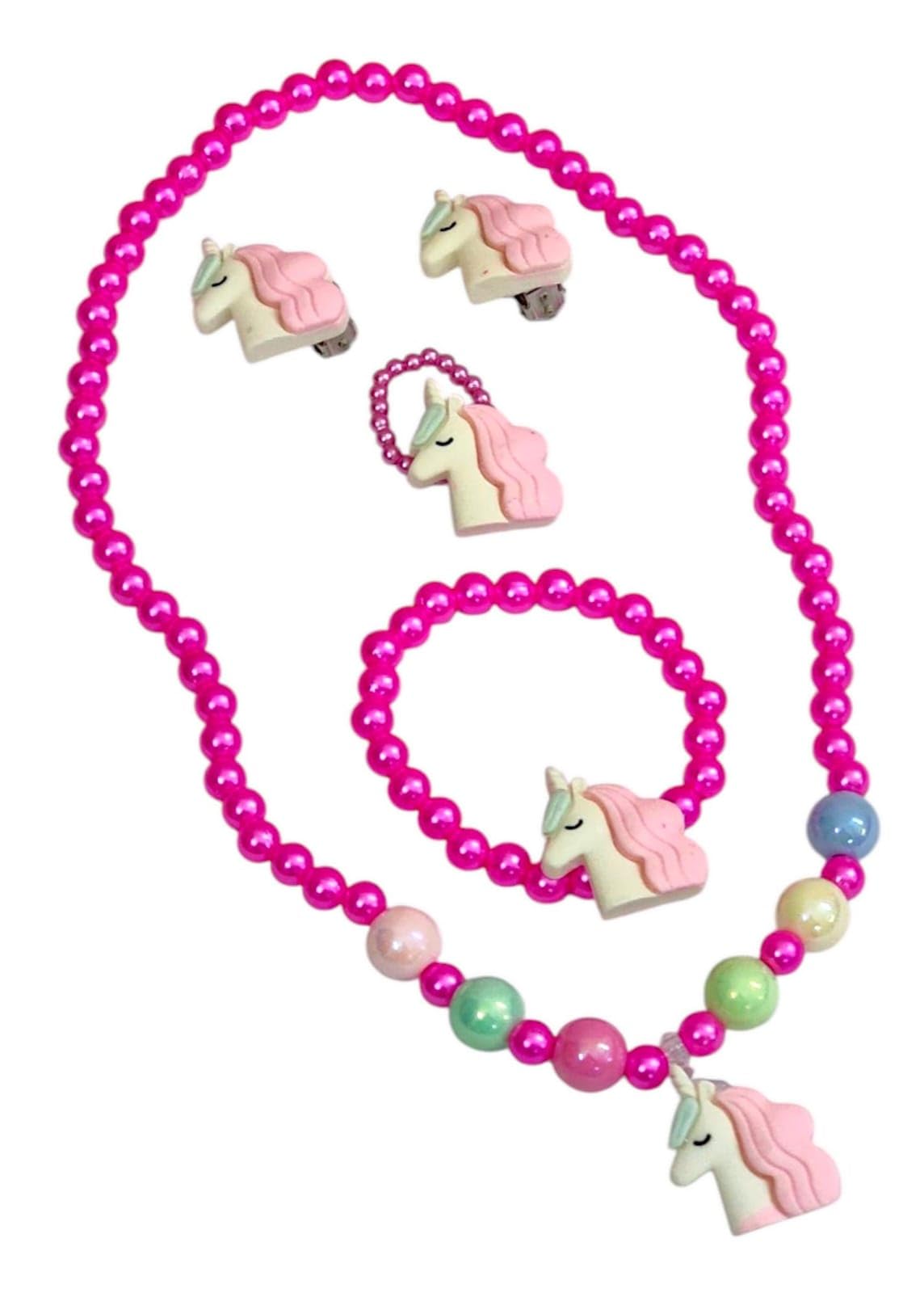 TERA 13 Cutest Fashion Unicorn Necklace For Girls (1 Set 4 Pcs), Bracelet, Hair Clip Etc, Kids Fashion Accessories, Birthday Return Gifts