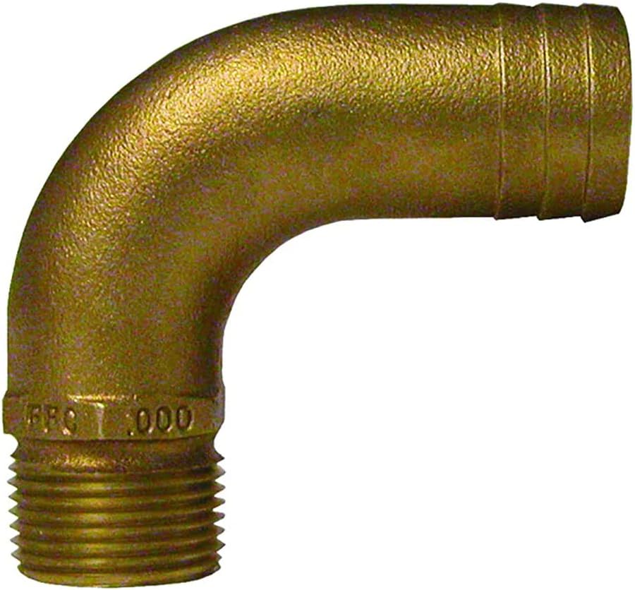 GROCO 1 NPT x 1-1/8 ID Bronze Full Flow 90° Elbow Pipe to Hose Fitting