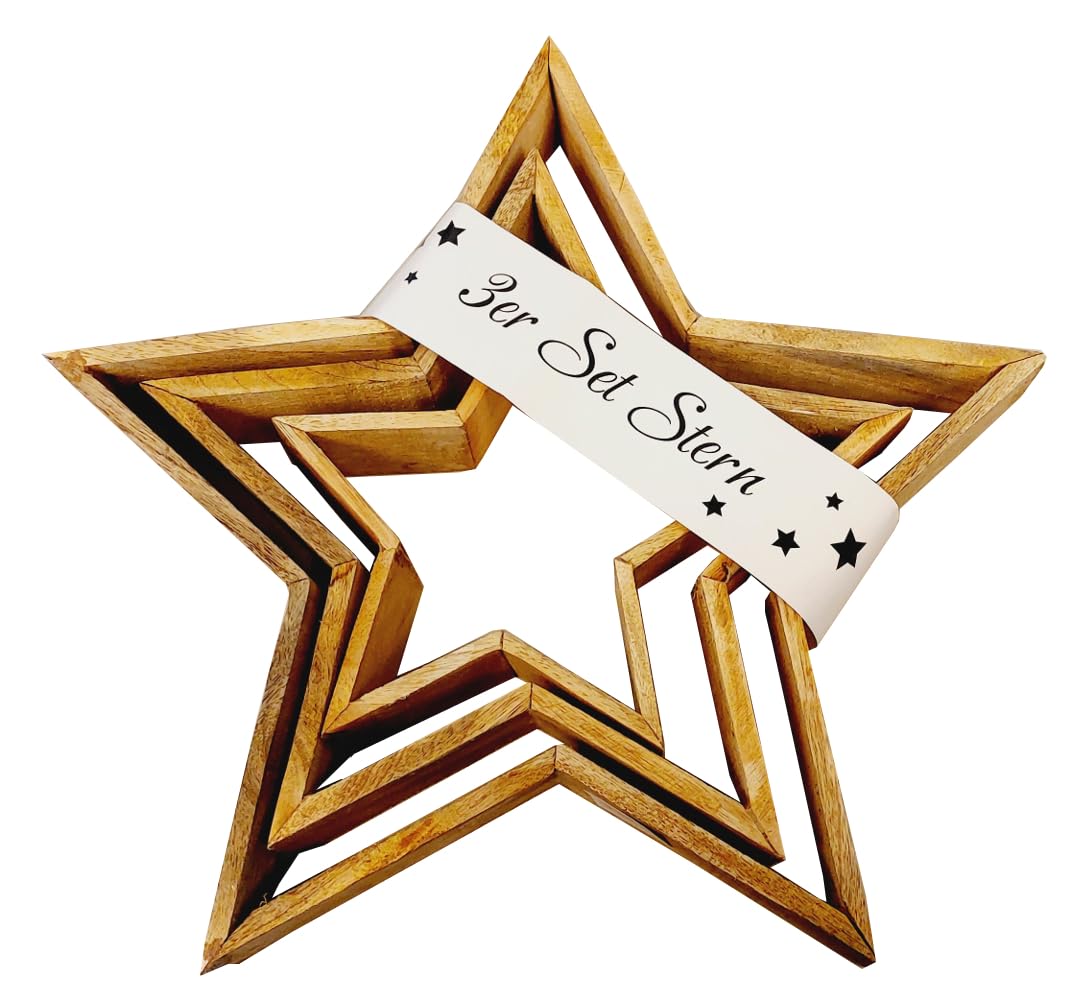Holzstern 3er-Set zum Stellen I Weihnachtsstern I Dekoobjekt Weihnachten
