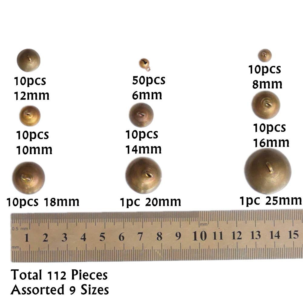 112pcs Assorted 9 Sizes Antique Bronze Jingle Bells Sleigh Bell Charms Beads Pendants for Bracelet Necklace Jewelry Making Dream Catcher Hairband Christmas Decorations Craft Supplies