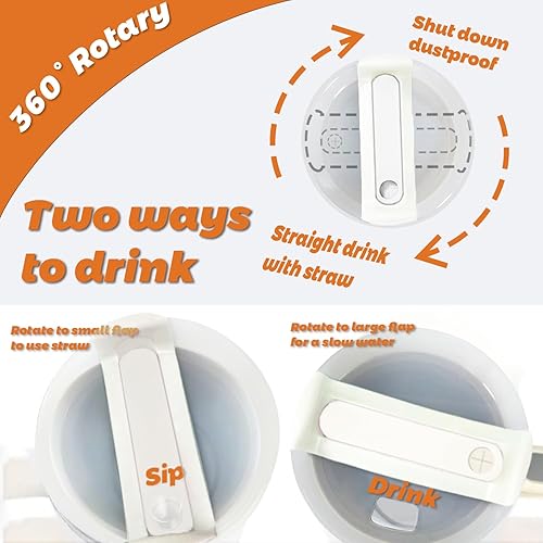 Miniatura 9 de 2 tapas de repuesto para vaso Stanley Cup de 40 onzas, tapas de repuesto resistentes a derrames, fundas transparentes para vasos Stanley Cup (blanco)