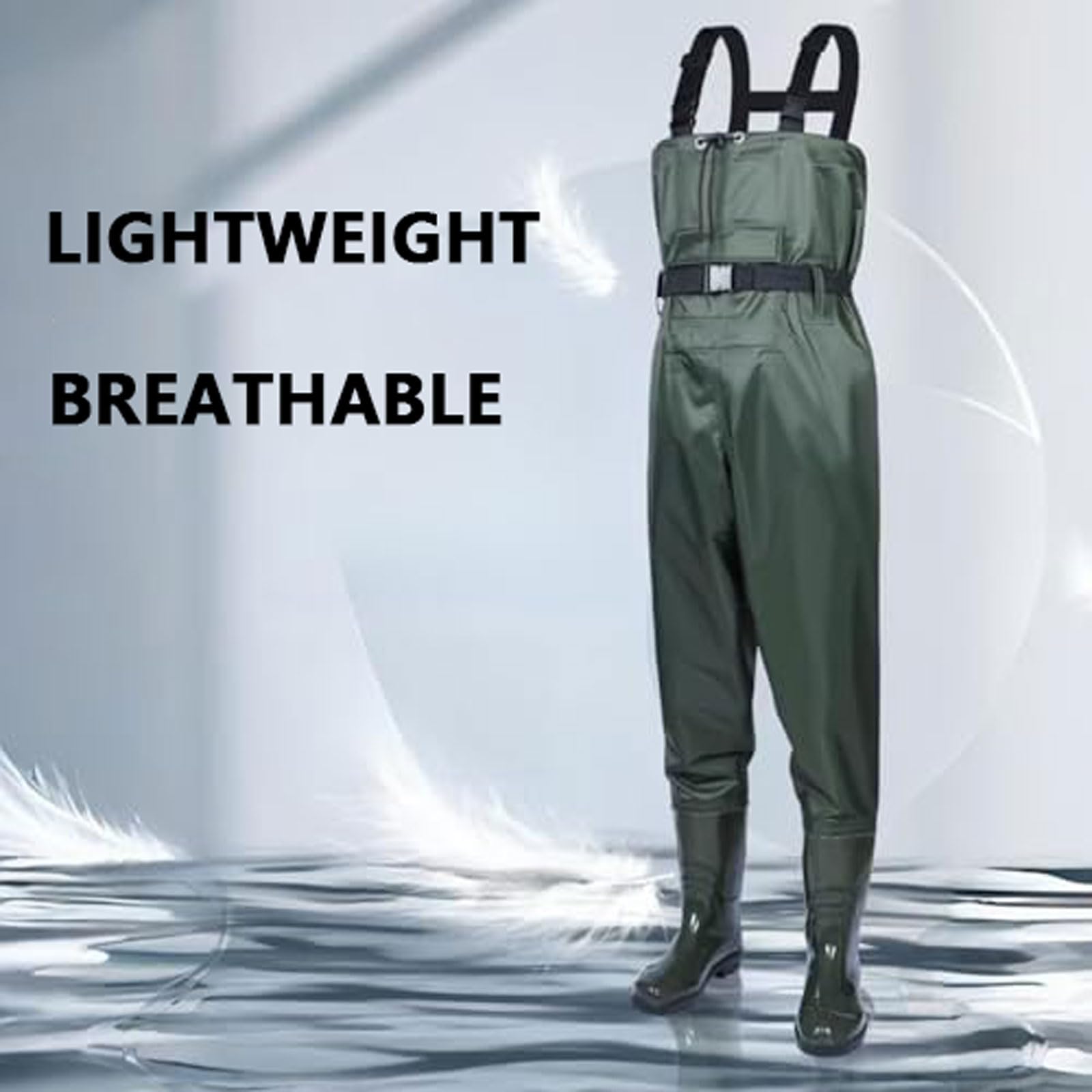 Trampolieri Stivali da Pesca Waders Pesca da Uomo con Stivali da Pesca Traspirante Impermeabili Chest Wader con cintura Tracolla Regolabile,Pantaloni da pesca per cantieri,pesca,fattorie,giardini