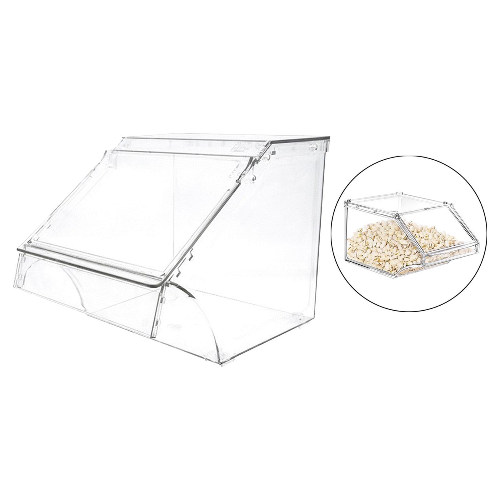 Contenedor de Pan Organizador de Productos Secos Recipiente Transparente Apilable con Tapa Frontal Fácil Acceso Vitrina para Panadería Estante de Supe, 24cmx20cmx24cm
