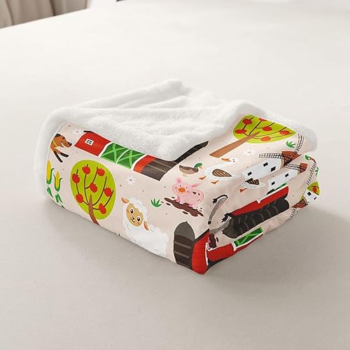 Miniatura 7 de Barn House Truck Car Flannel Blanket,Farm Animal Fleece Blanket for Room Decor,Rustic Farmhouse Style Throw Blankets for Sofa Couch,Throw 50"x60"