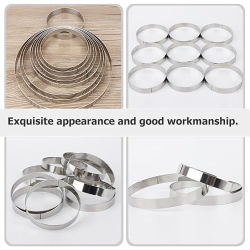 Miniatura 8 de Popetpop Anillos De Acero Inoxidable Para Hornear Pizza Y Repostería Moldes Redondos Resistentes A Altas Temperaturas Herramienta Para Tartas Muffins Y Arepas Tamaño 7.87x7.87x0.78in