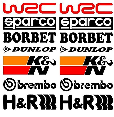 ARWY car sticker car stickers exterior 14Pcs Racing Sponsors Logo Graphic Decal colour black size(19X40) (pack o f 2)