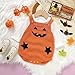 SAYOO Unisex Baby Girl Boy Halloween Romper Knitted Pumkin Face Bubble Sweater Bodysuit Jumpsuit One Piece Playsuit Clothes (Halter Orange, 6-9 Months)