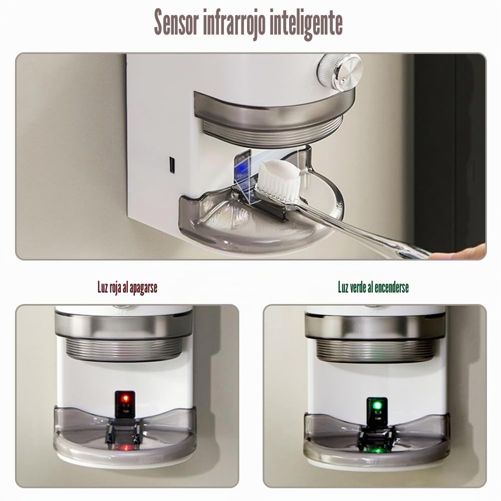 Dispensador de pasta de dientes sin perforación, soporte automático de pasta de dientes con sensor, dispensador de pasta de dientes eléctrico montado en la pared para ducha, baño, lavandería