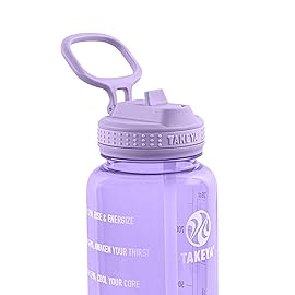 Takeya Tritan Motivational Water Bottle with Flip Straw Lid - Durable, BPA-Free -With Time Marker - Leakproof & Bumper - 32 oz, Vivacity Purple