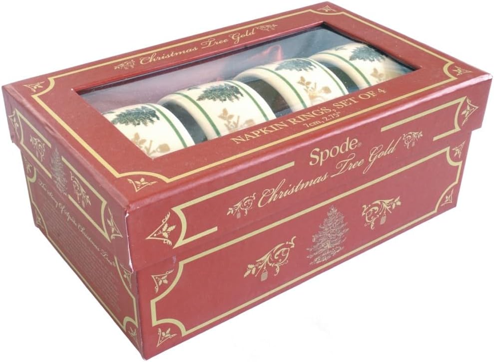 Spode – Christmas Tree Gold – Napkin Rings – Gold, Set of 4