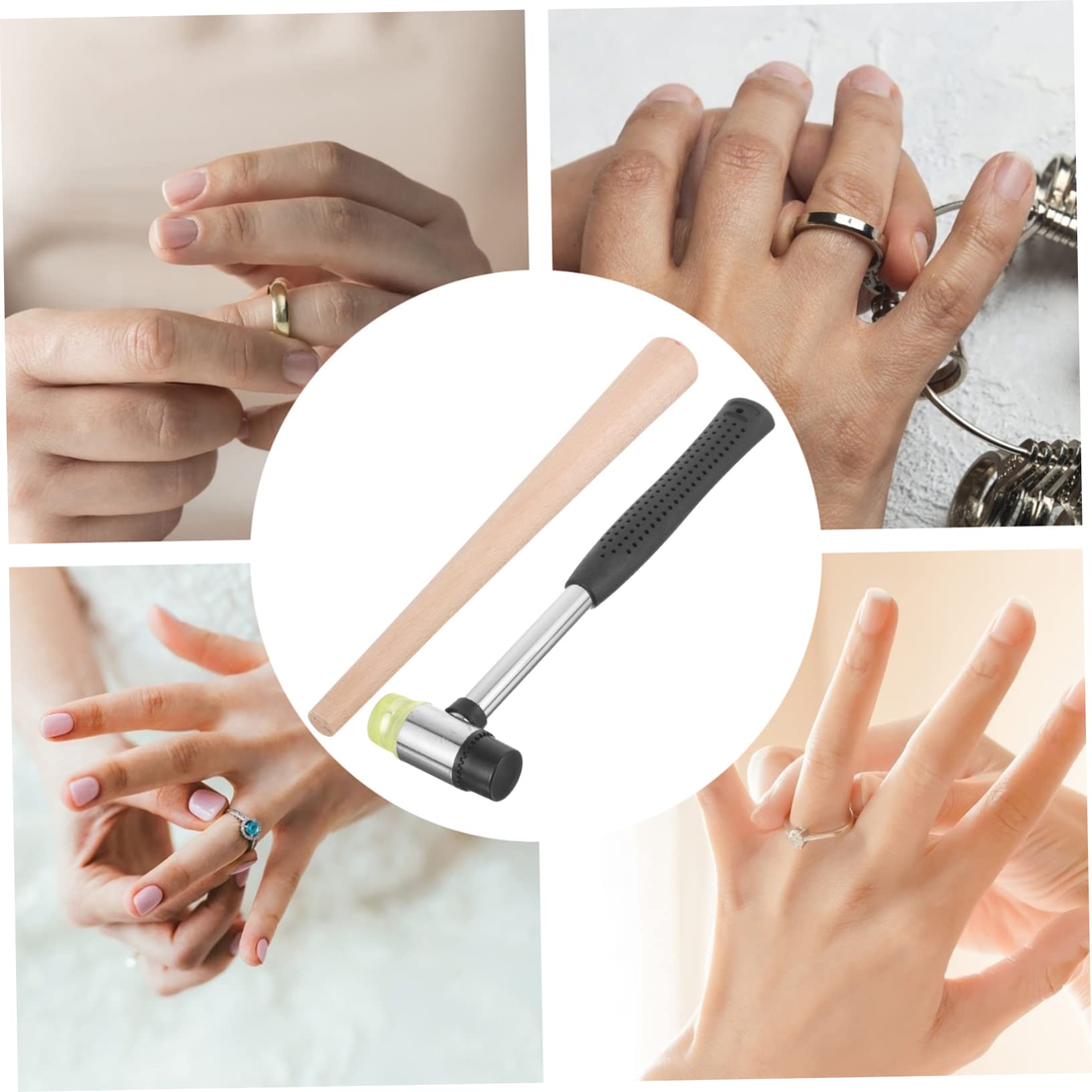 TOPPERFUN Juego de Mandriles para Reparación de Anillos, Ajustador Ligero de Madera y Metal para Joyería, Adecuado para Bricolaje y Tiendas Profesionales