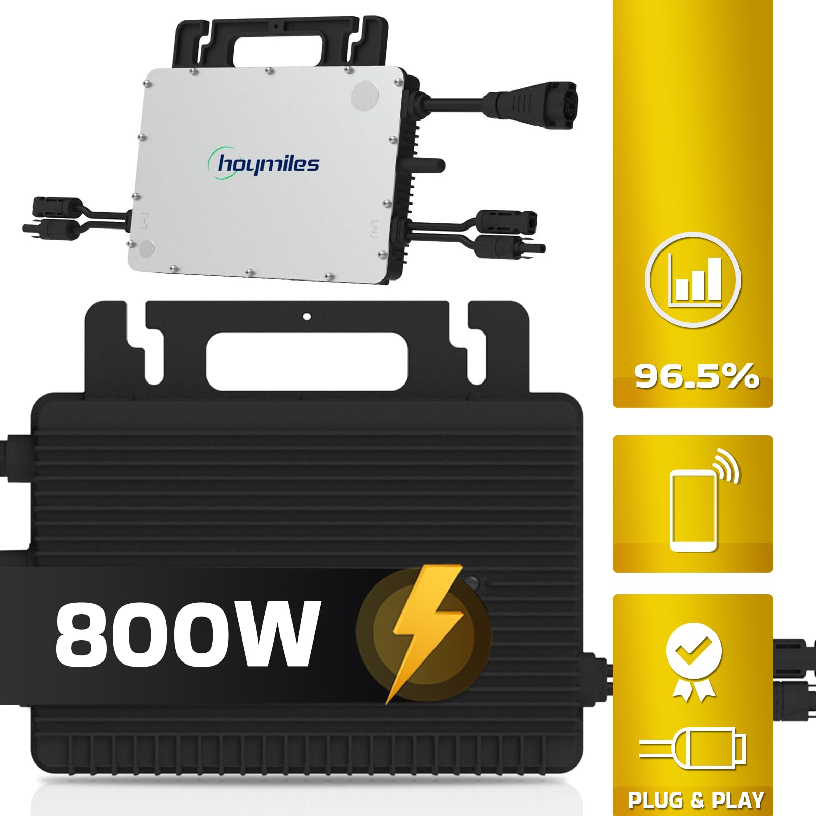Hoymiles HMS-800-2T 800W Micro-Wechselrichter für Solarmodule, Microinverter Inverter für Mini-PV Plug & Play Balkonkraftwerk, Mikrowechselrichter, Solar