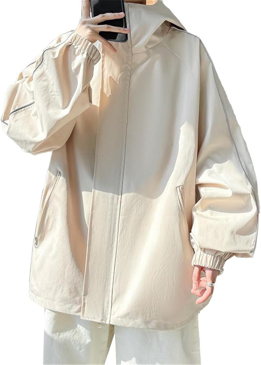 Men's Coat Loose Spring Fall Striped Hooded Workwear Jacket Top for men