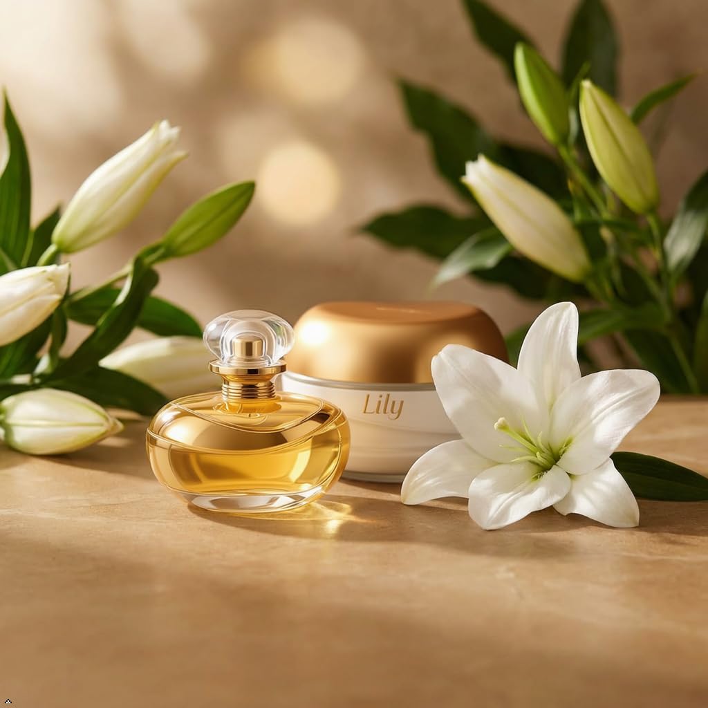 O BoticárioLily Geschenkset mit Parfüm und Hautpflege: Parfümierte Körpercreme, Satin, 250 g und Eau de Parfum, EDP, 75 ml