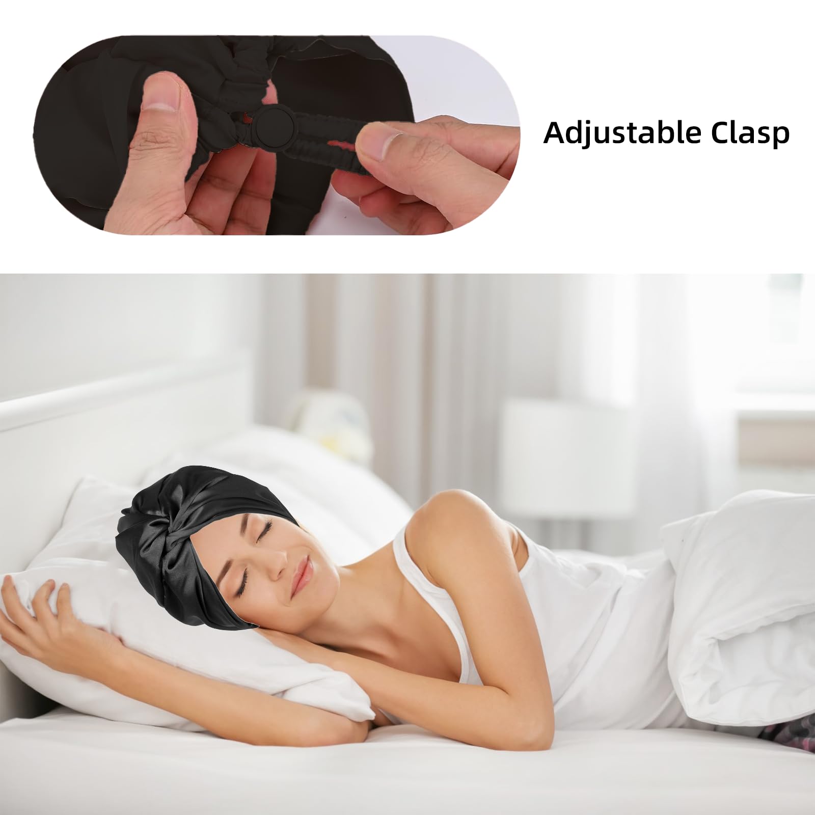 Acpetdr Silk Bonnet Satin Bonnet Night Sleep Turban Silk Hair Wrap Sleep Cap Head Cover Sleeping Hat for Sleeping Soft Adjustable Cap - Image 2