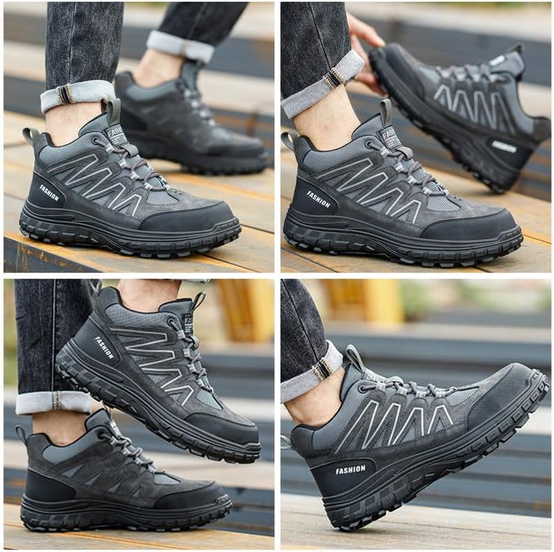 Work Boots for Men,Non Slip Safety Work Shoes,Unbreakable Steel Toe Shoes,Breathable High Top Steel Toe Boots.