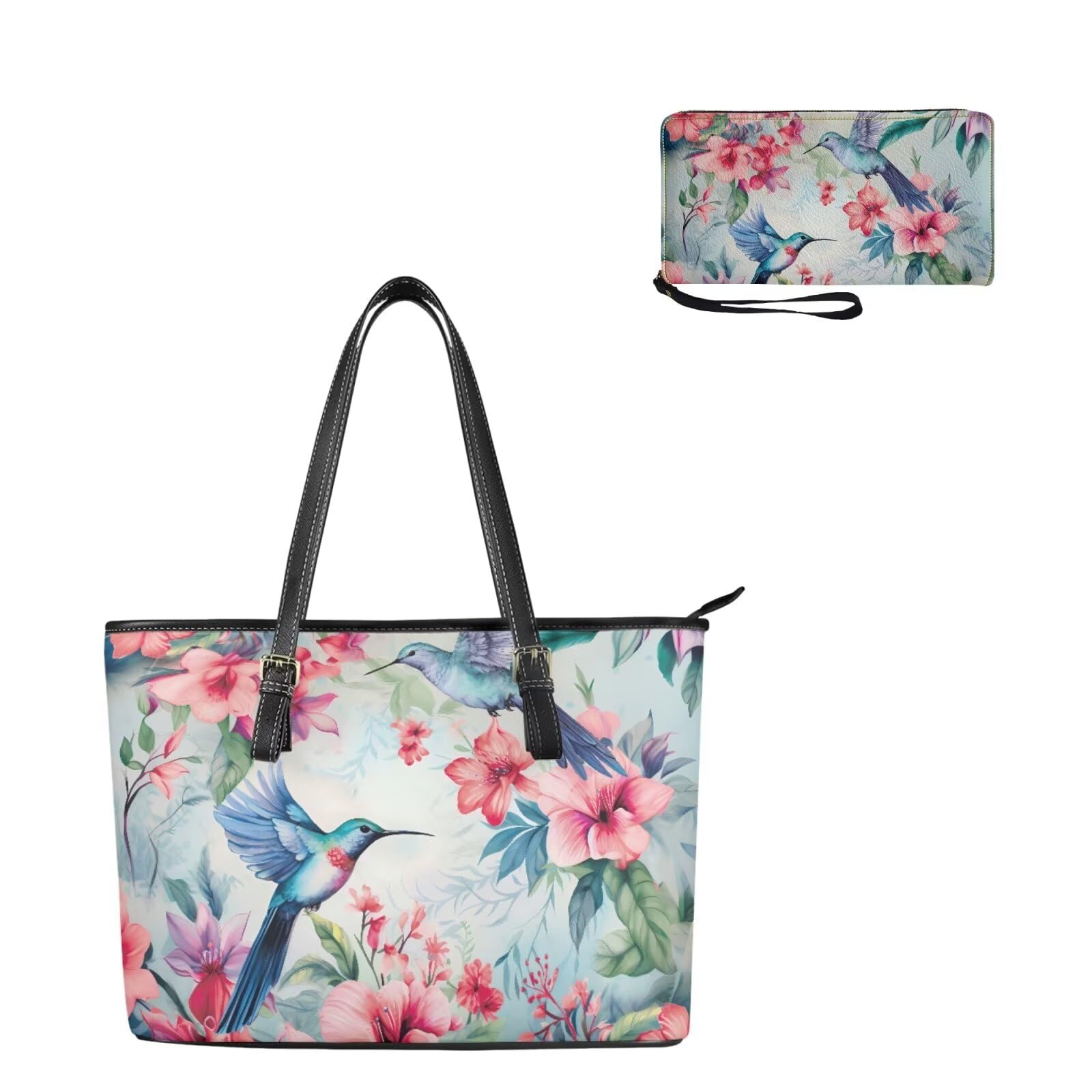 Dolyues Juego de 2 bolsas de mano con bolso largo que incluye bolsa de mano de 15 pulgadas con cremallera de piel sintética para mujer