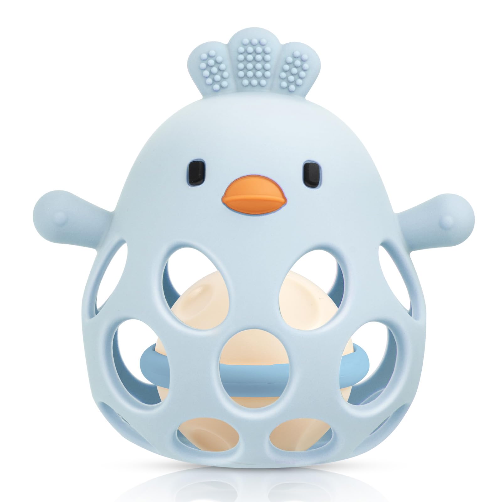 Sonajero Y Mordedor Montessori Para Bebés De 0-6 Meses – Pelota Sensorial De Conejo En Verde Oliva, Silicona Sin BPA – Regalo Para Recién Nacidos Y Baby Shower