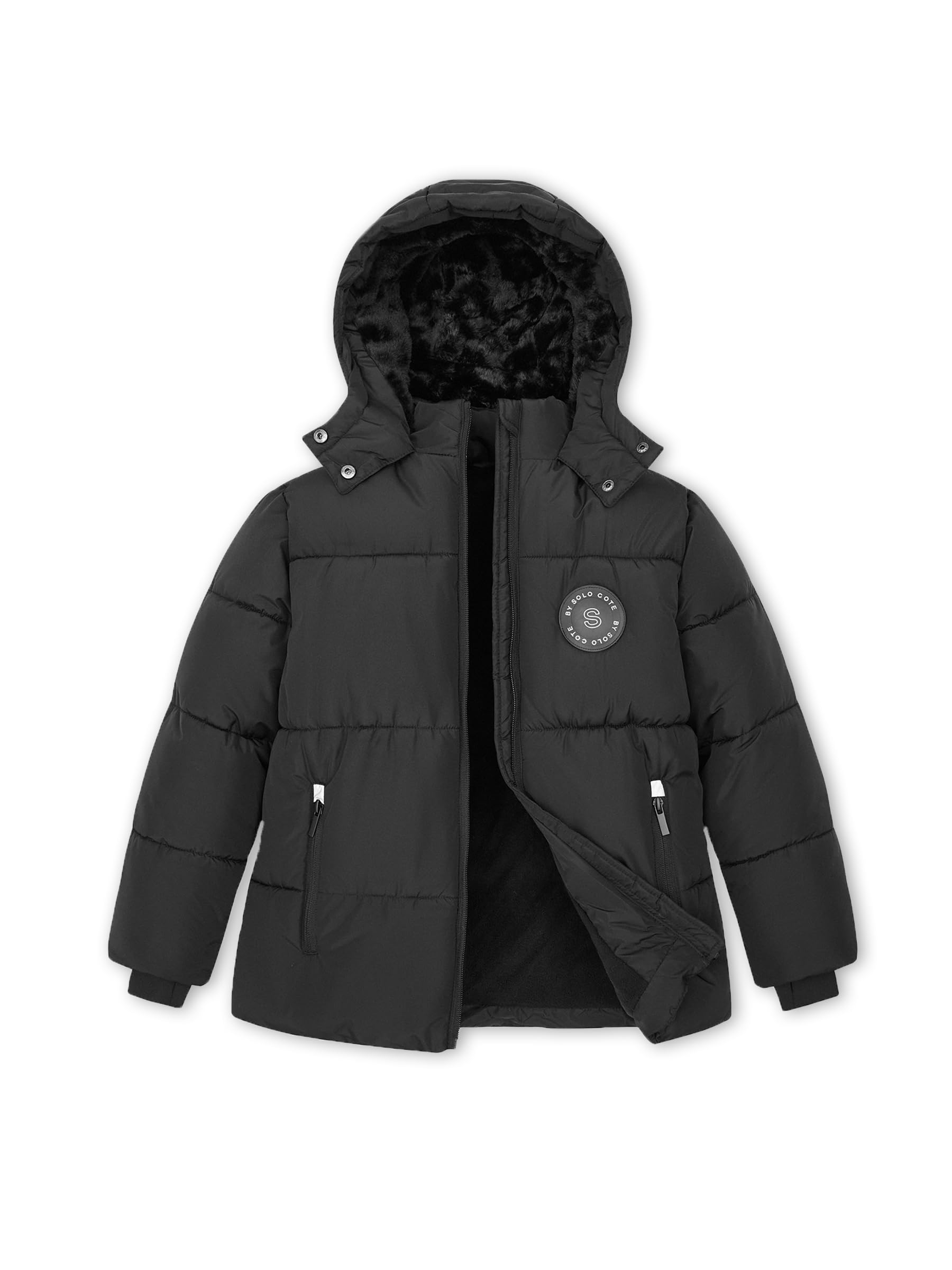 SOLOCOTE Manteau d'hiver pour garçons avec doublure en polaire épais hydrofuge avec capuche Parka pour enfants