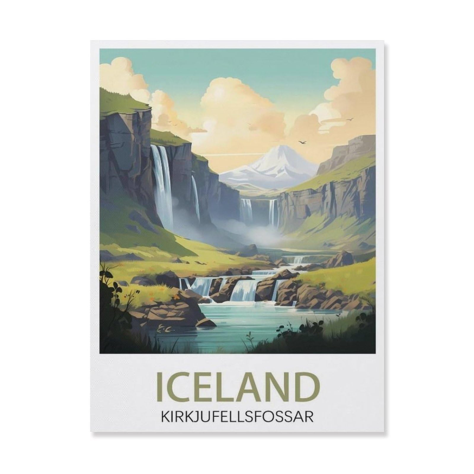 Iceland Kirkjufellsfoss Waterfall，Paint by Number DIY Oil Painting Paint by Numbers Kits for Adults Beginner Canvas Acrylic Arts Craft for Home Wall Decor Drawing(20x30cm-Q78