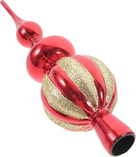 HEALEEP Christmas Tree Topper: Plastic Gourd Design Xmas Treetop Finials Decorations, Ornament for Festive Home Holiday Parties and Seasonal Decor, Red