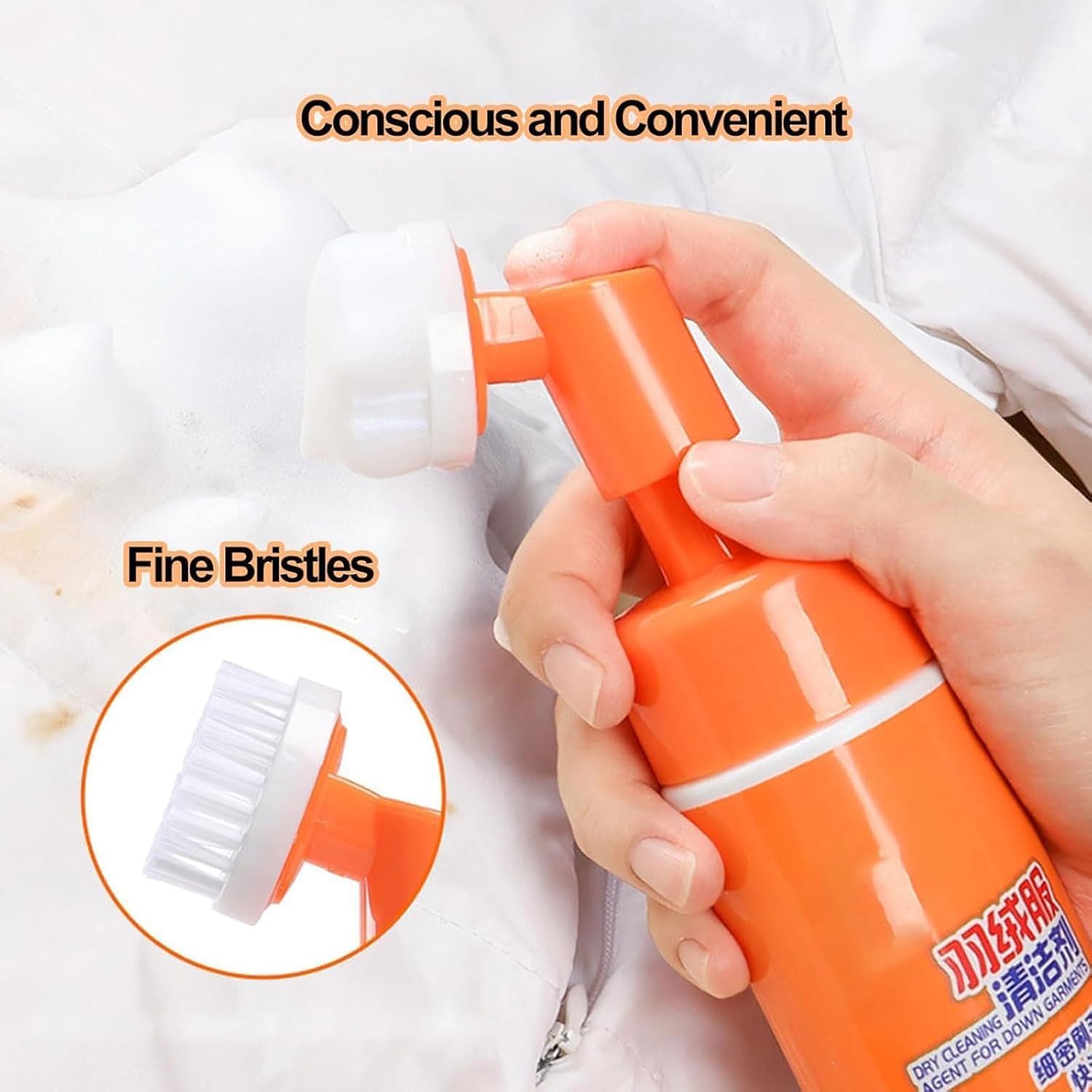 Środek do czyszczenia na sucho kurtki puchowej, 160 ml kurtka puchowa do czyszczenia suchej pianki, odzież puchowa szybki środek czyszczący bez mycia z główką szczotki, wielofunkcyjny środek do
