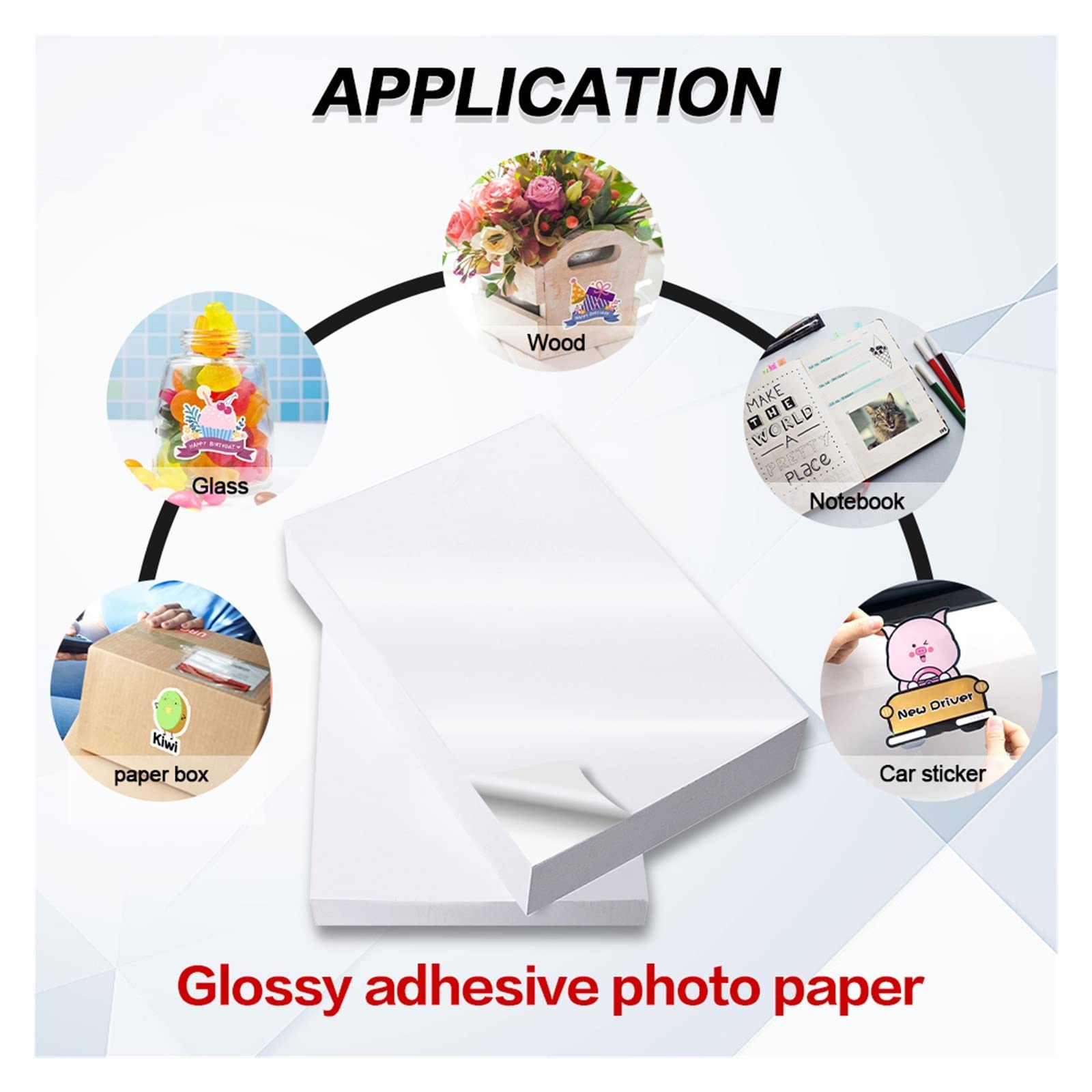 A4 Hochglanz selbstklebendes Fotopapier 20 Blatt hochglänzend selbstklebend Tintenstrahldruck for Tintenstrahldrucker Bürobedarf Familie Lucky (Color : Glossy 20 Sheets)