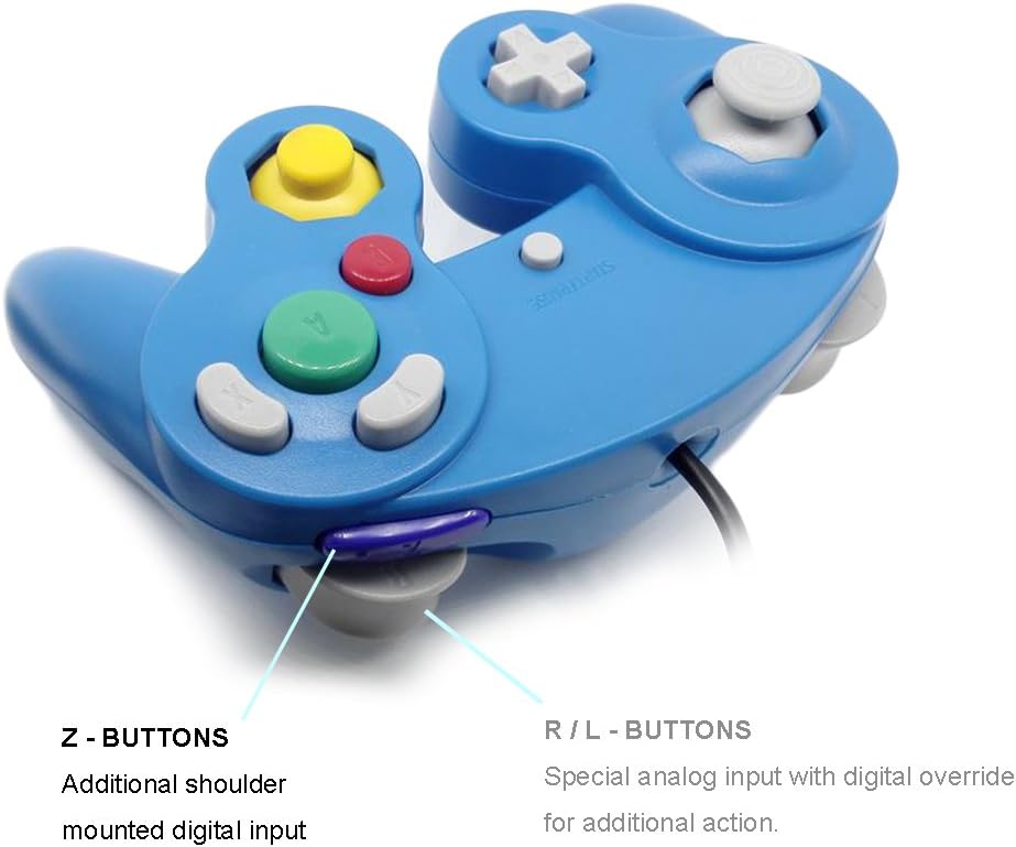 GameCube Controller, Wired Gamepad for Nintendo Wii Console (Purple and Blue)