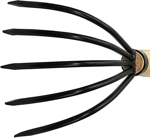 Miniatura 2 de KAKURI Herramienta de jardín cultivador manual de 10 pulgadas, rastrillo de mano para deshierbe, excavación, cultivo, acero japonés forjado a mano,