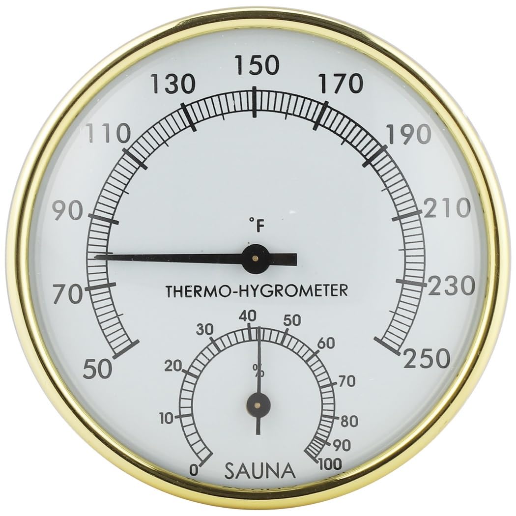 Termómetro higrómetro para sauna, monitor de calor y humedad interior, herramienta de medición de escala 2 en 1 Fahrenheit para salas de sauna