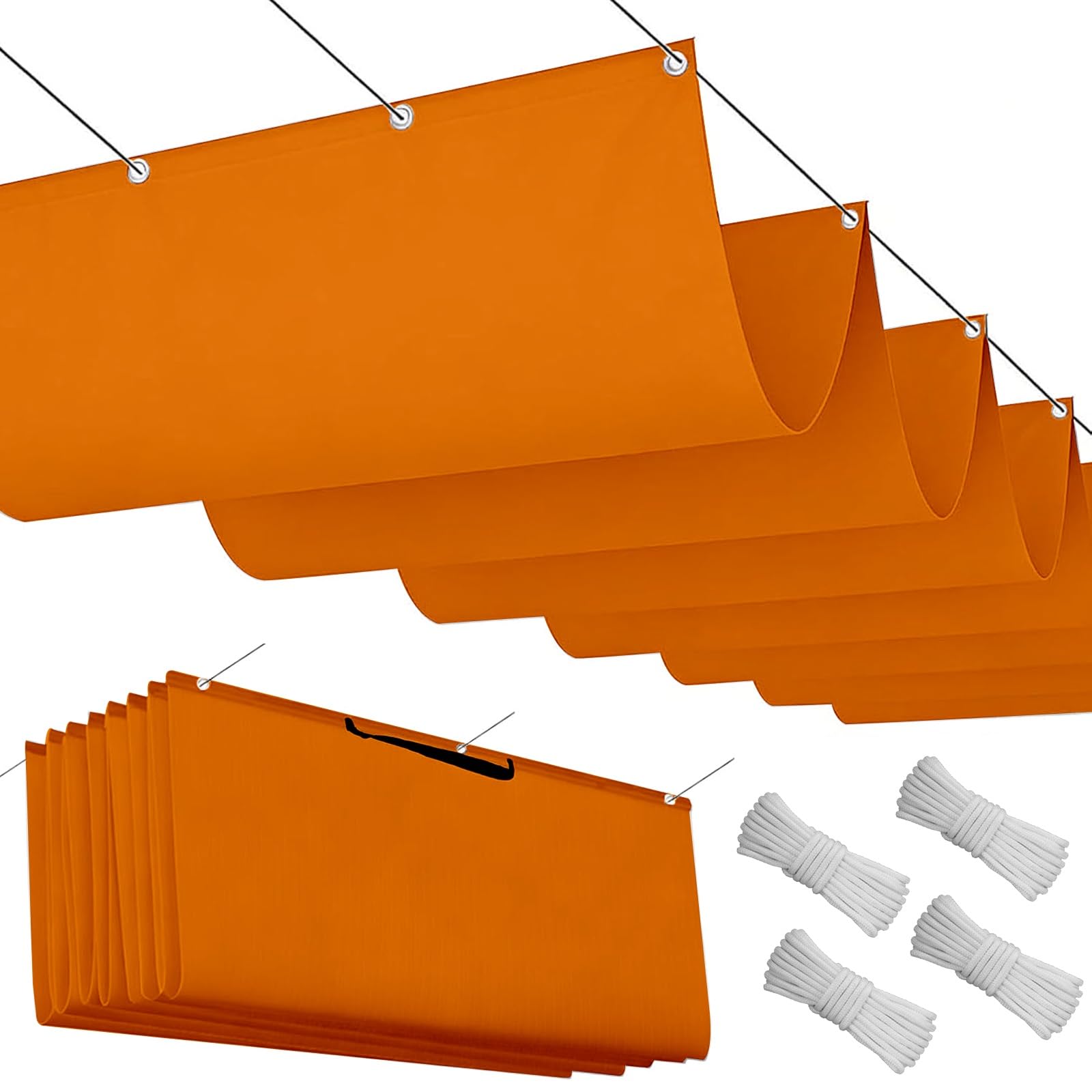 Toldo Retráctil de Onda 100 x 750 cm con Ojales y Cuerda, Vela Sombra Impermeable y Rectangular con Bloqueo UV y Resistencia a Desgarros para Jardín Porche Patio Barbacoa, Naranja