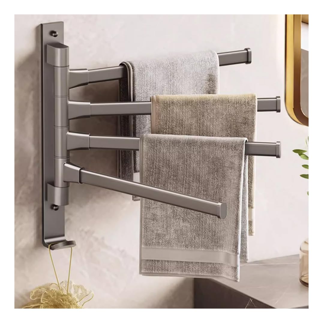 LMYSXAOZ Swivel Towel Rack Bar for Bathroom, Wall Mounted Widen Folding Arm Swing Out Hanger Holder Space Saving Laundry, Kitchen, Outdoor 4bar