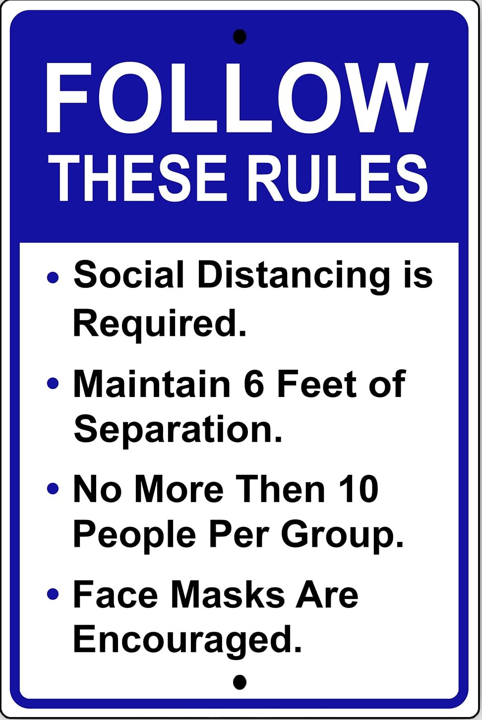 Follow Social Distaning Rules And Safety Precaution Notice Metal Sign