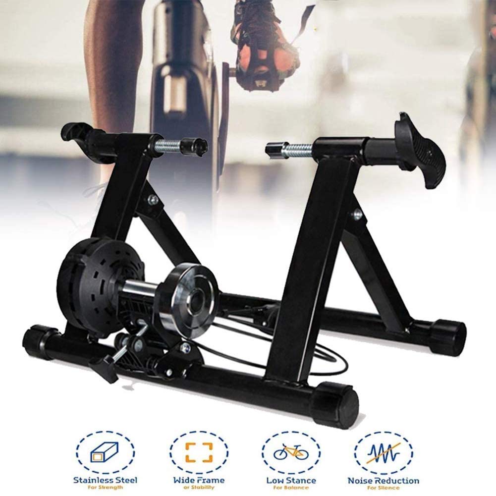 POEO Bike Trainer Stand, Portable Stainless Steel Indoor Trainer, Indoor Noise Reduction Indoor Fitness Rack, Exercise Bike, Fixed Exercise for Road and Mountain Bike