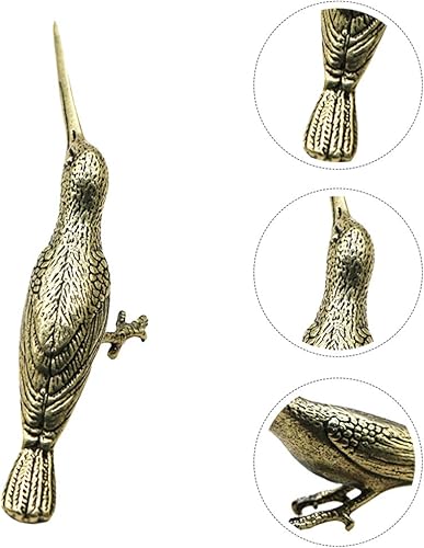 Miniatura 8 de Wakauto Figura de pájaro de latón, colibrí, de metal, de 4.52 pulgadas, modelo de colibrí, estatuas de animales, esculturas, colección de decoración