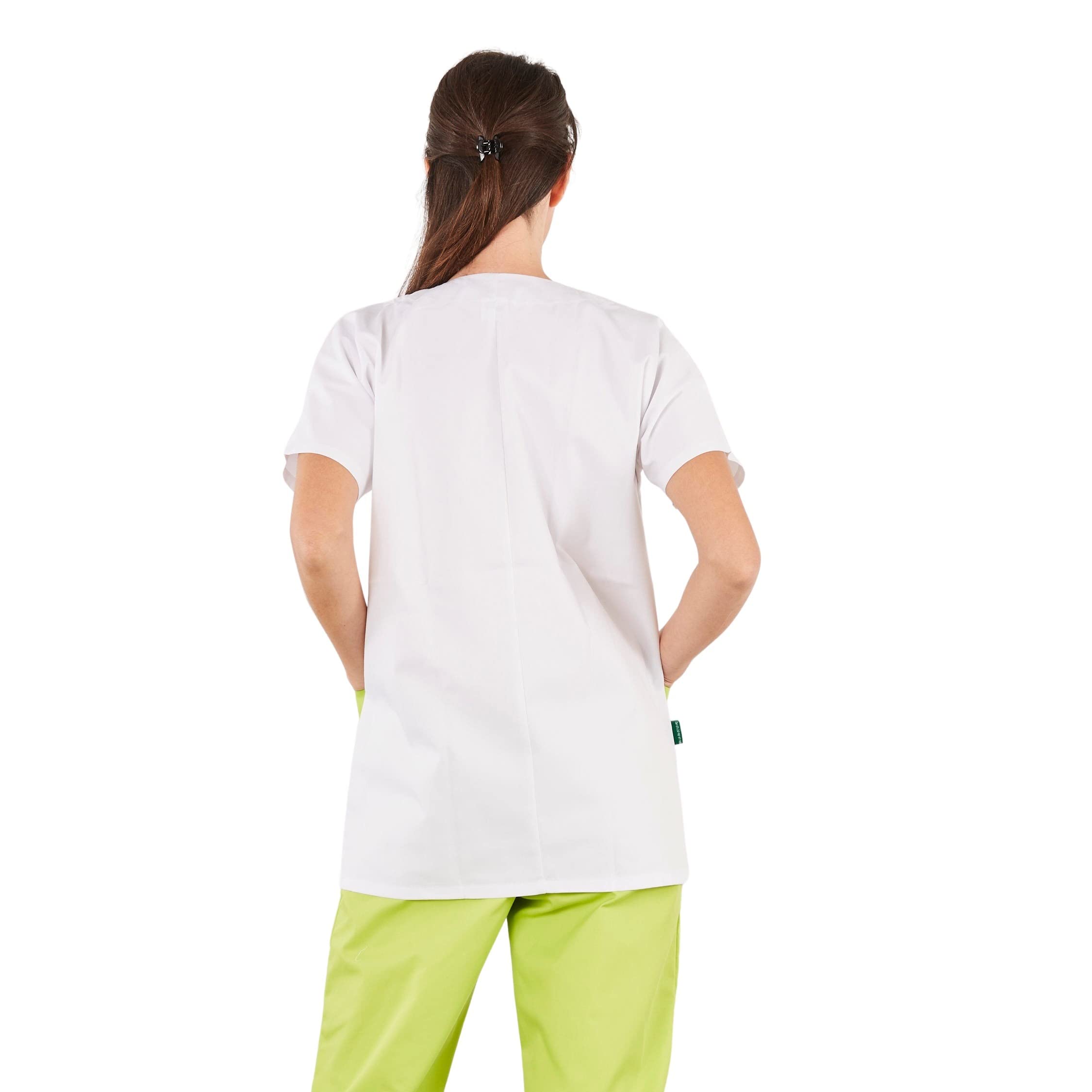 Hurry Jump Blouse Médicale Femme Infirmière Aide Soignante Col Carré Fermeture Pression 3 Poches