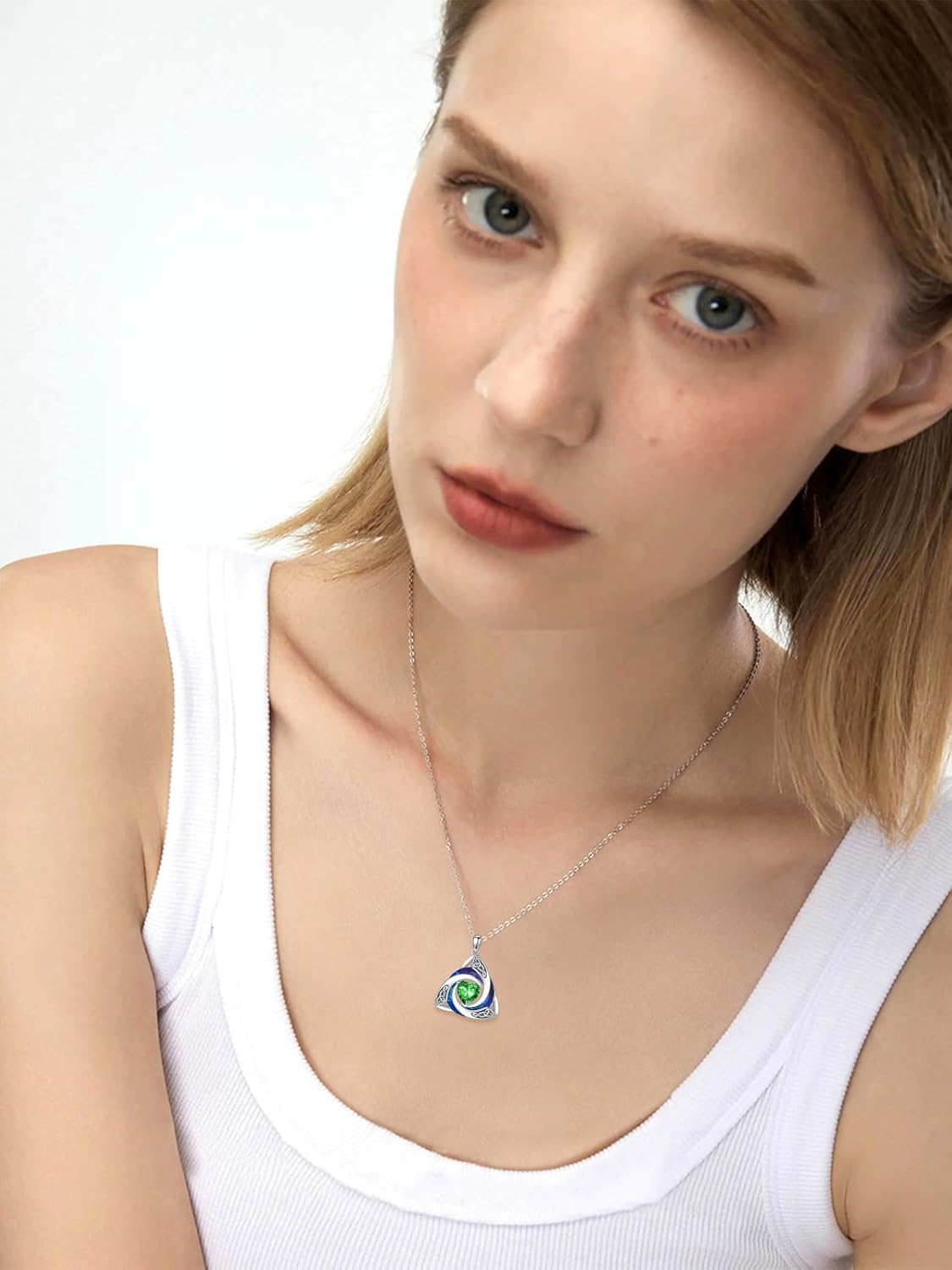 TOUPOP Celtic Birthstone Necklace for Women 925 Sterling Silver Trinity Knot Crystal Pendant Irish Jewelry Anniversary Birthday Gifts for Her Wife Girlfriend Mom Daughter - Image 6