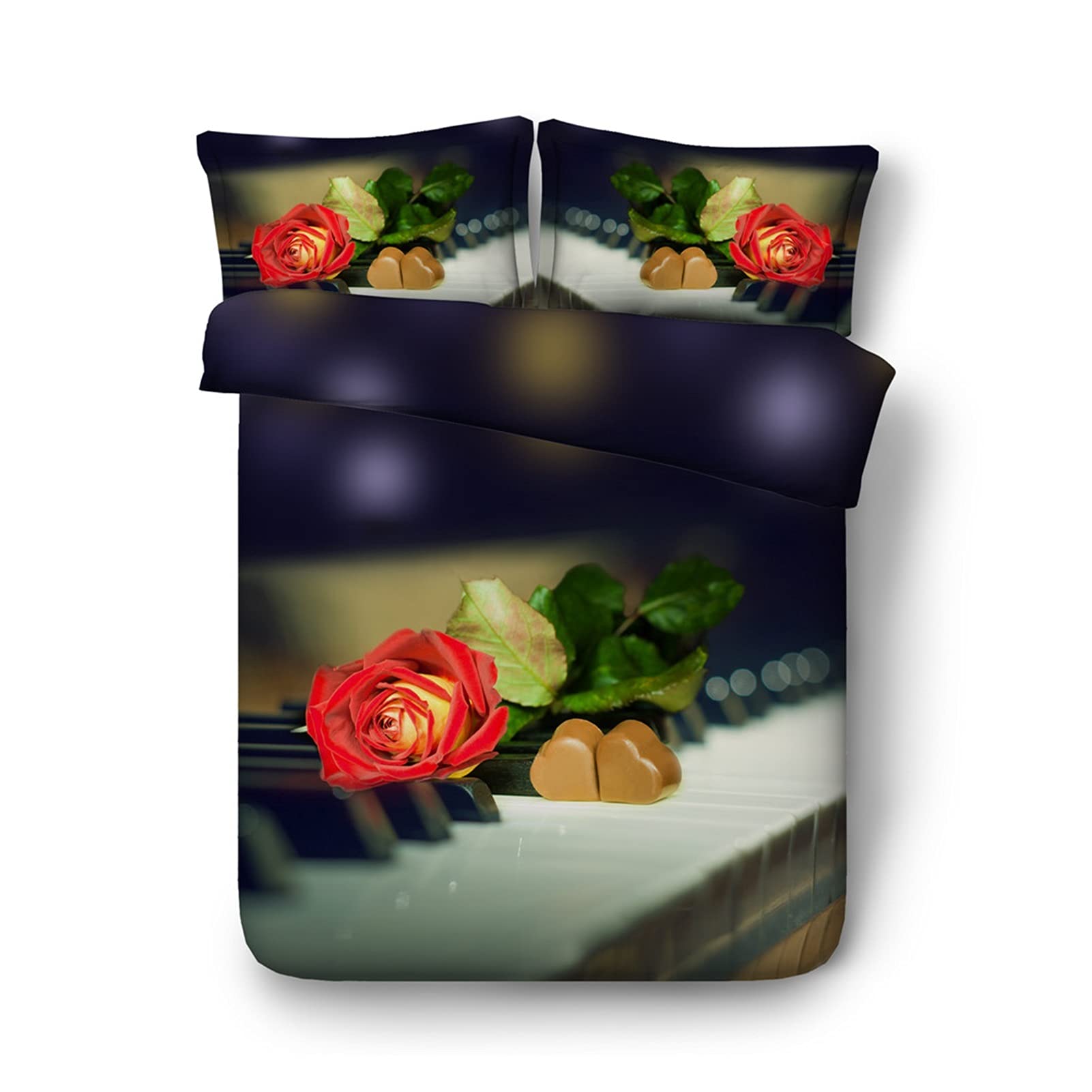 Housse de couette Flora rose noir motif romantique pour lit double design