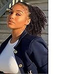 G&T Wig Afro Kinky Curly Drawstring Ponytail Extension for African Black Women Short Afro Puff Curly Synthetic Hairpieces for Daily (Dark Brown)