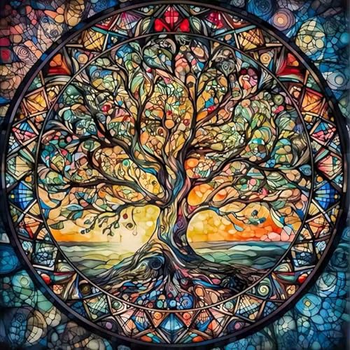 GEMOUJ Tree of Life Diamond Painting Kits for Adults,5D Diamond Art Kits for Adults Beginners,DIY Full Drill Round Paint by Diamonds Dot Art Paintings for Home Wall Decor 13.7 X 13.7 inch