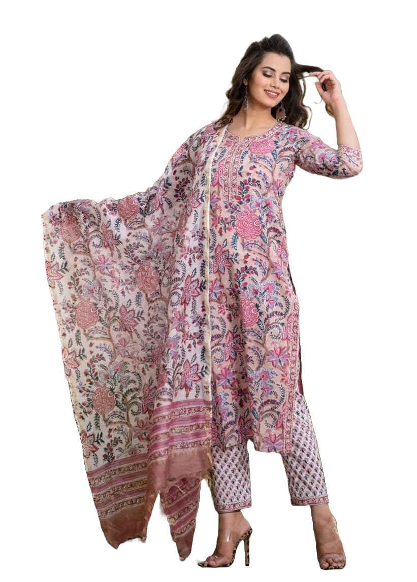 KLOSIA Women Printed Straight Kurta and Pant Set with Dupatta KLOSIA Women Printed Straight Kurta and Pant Set with Dupatta