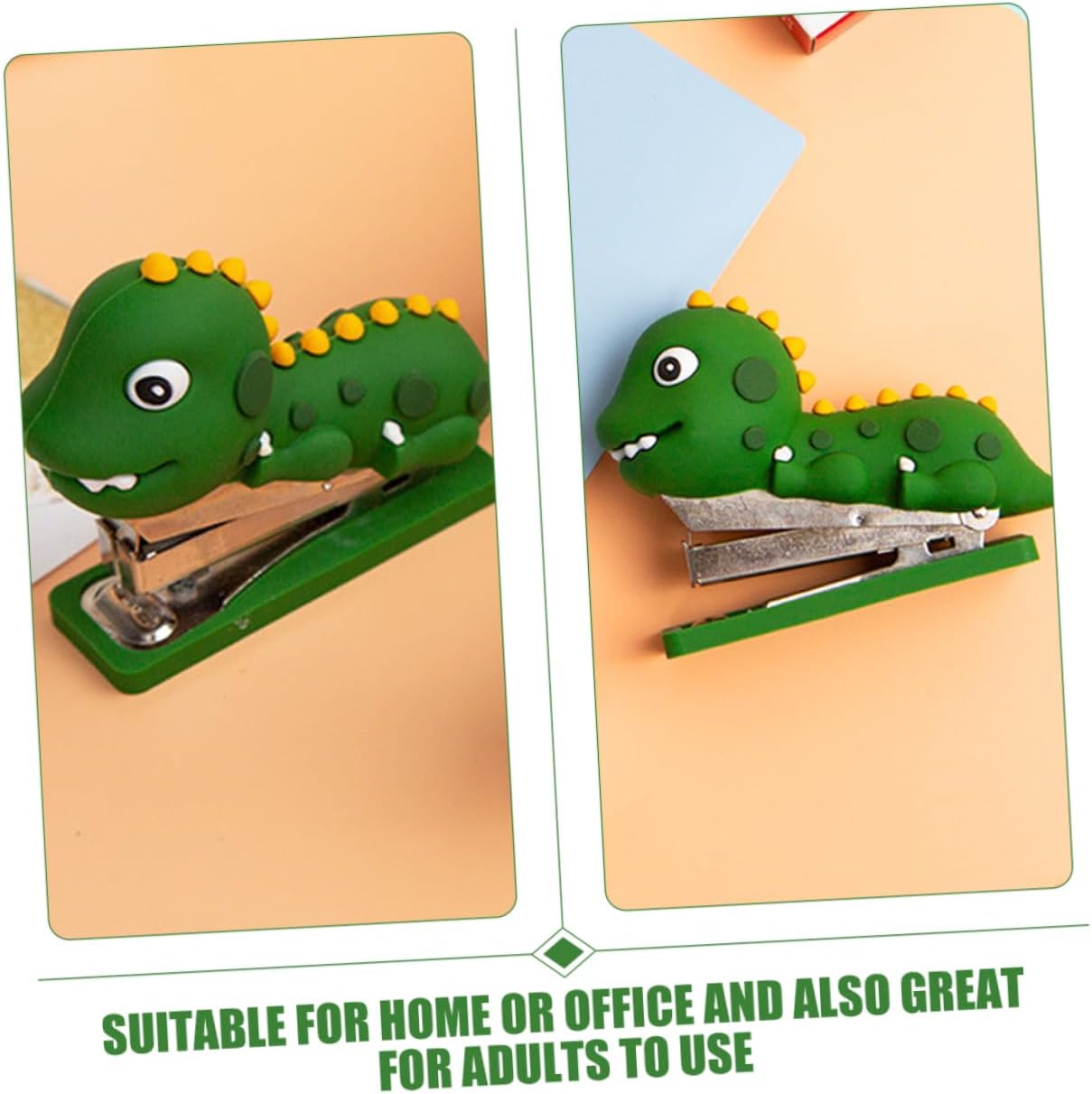 Silicone Dinosaur Stapler for Office and School Mini Portable Reusable Stapling Tool Cute Cartoon Design Lightweight Ergonomic Desk Accessory Students and Adults image 4