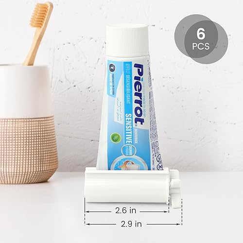 Miniatura 2 de LOVEINUSA Dispensador de tubo de pasta de dientes, 6 piezas, herramienta de rodillo exprimidor de pasta de dientes para baño, color blanco