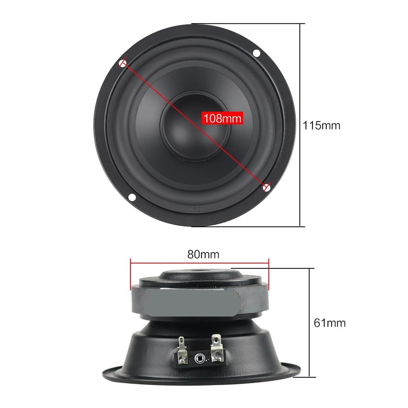 Compatibile for audio universale, driver midrange puro da 4 pollici 40 W, alloggiamento in metallo completamente sigillato, unità mediana for progetti fai da te da scaffale HIFI, 1 pezzo