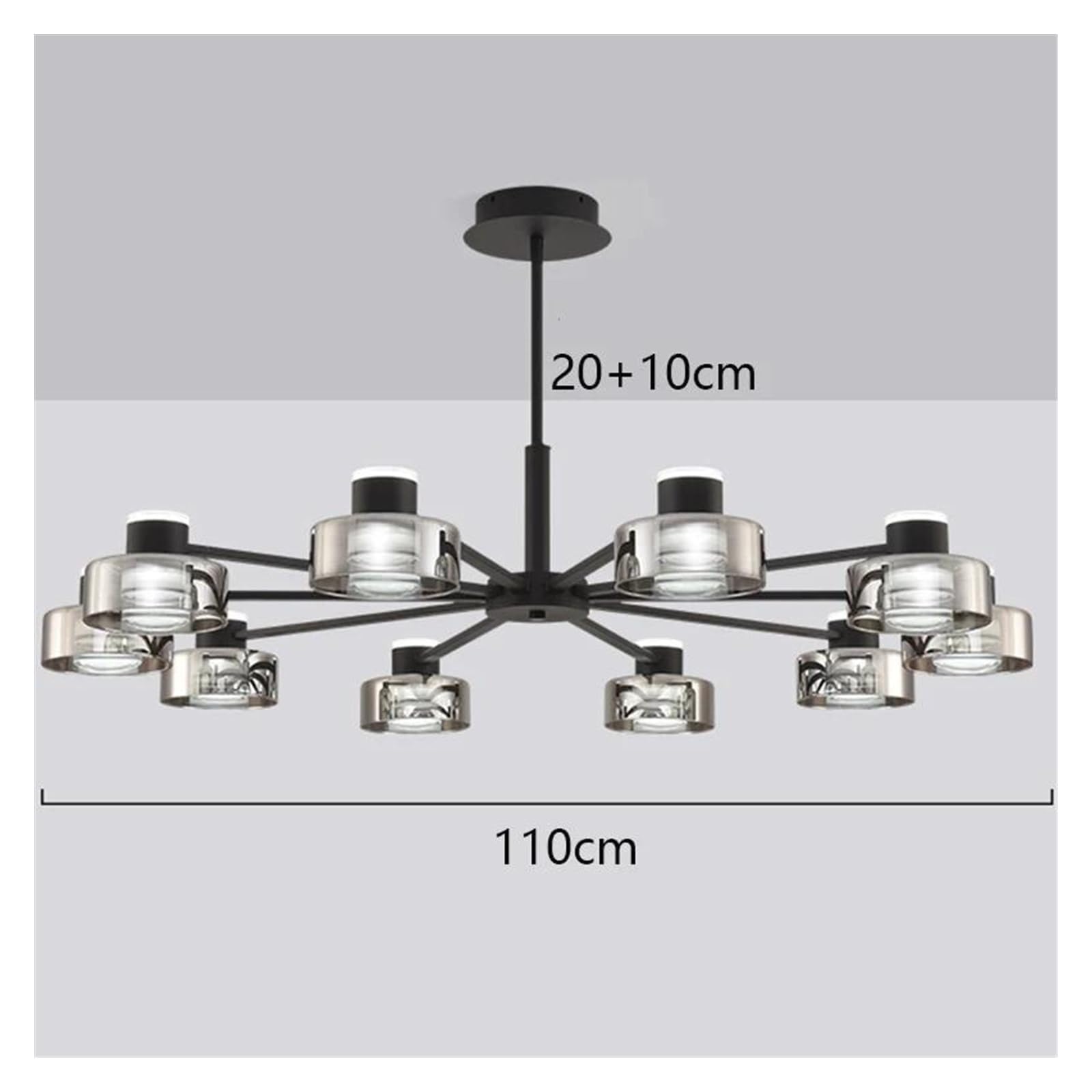 Generico Luce sospesa, Decorazioni for la casa moderne Luci a LED Lampade a sospensione for soggiorno Lampadari for sala da pranzo Luce a Illuminazione for interni(RC remote dimming,10 heads)